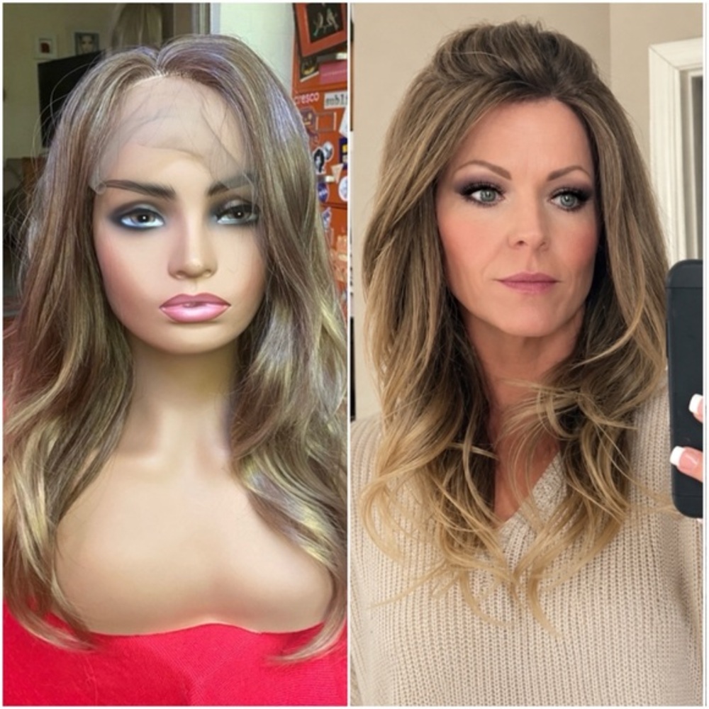 Brown blonde layered very realistic full lace front wig